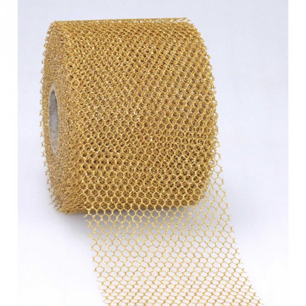 Schleifenband Tüll gold Siena 72 mm